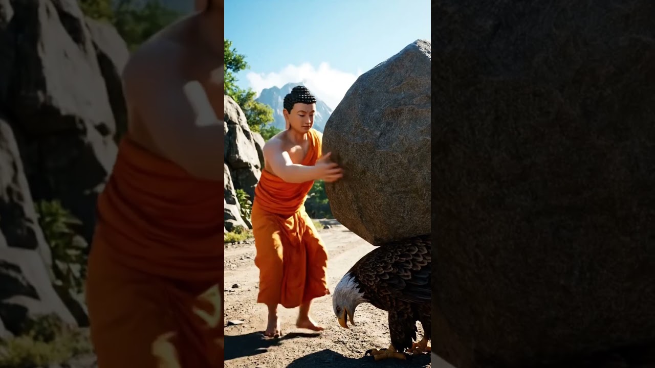 Divine Strength: Buddha Saves an Eagle and Finds Peace #Shorts #Buddha #Peace #Nature