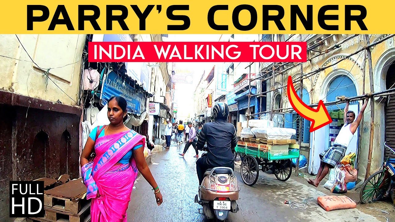 Crowded Business Street | Parry's corner Chennai | Anderson street | India walking tours