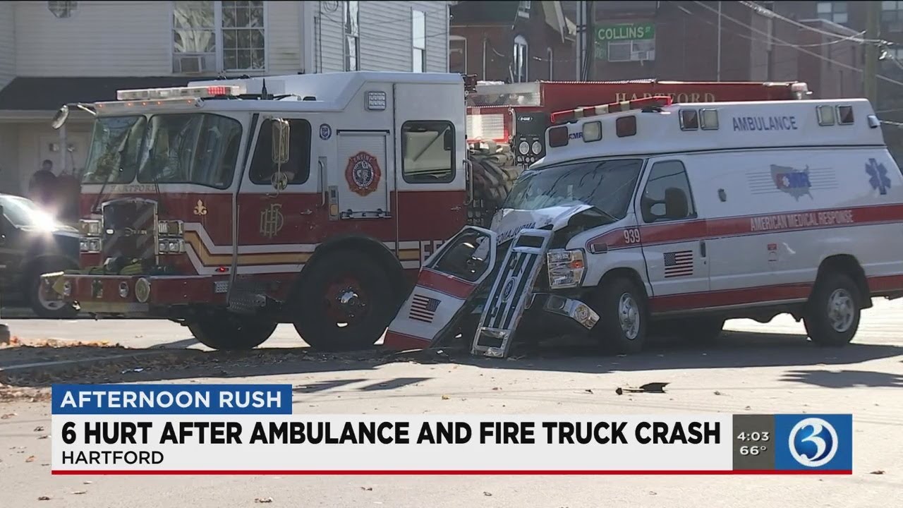 Video: Six injured in ambulance, fire truck crash