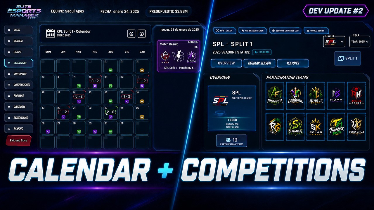 I Built the Calendar & Competition System | Elite Esports Manager 2026 &ndash; Update #2