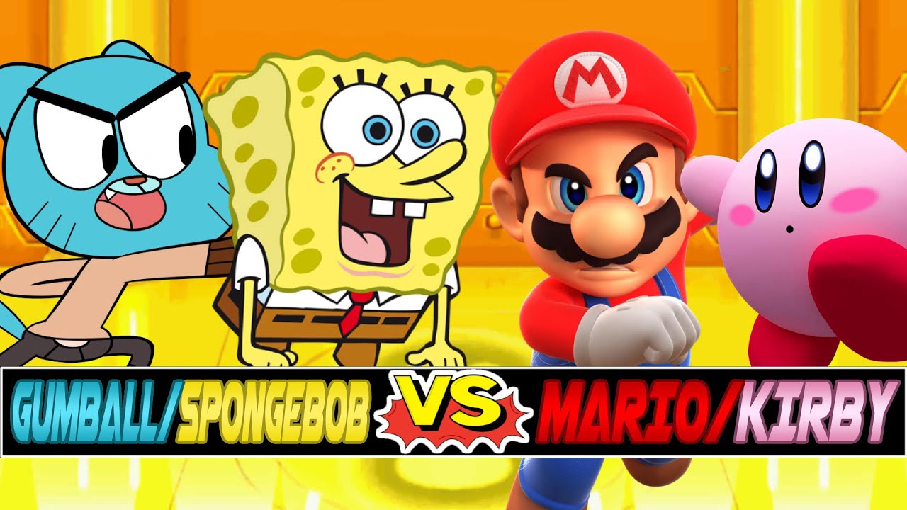 M.U.G.E.N. Battles | SpongeBob/Gumball vs Mario/Kirby
