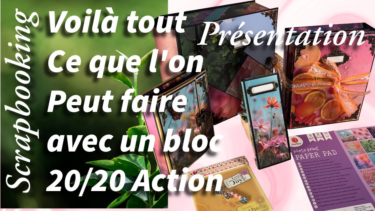 Scrapbooking, 5 projets réalisés avec un bloc 20/20 de chez Action, facile et rapide 