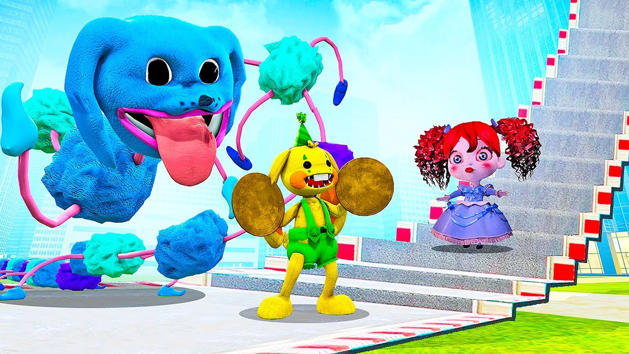 КАК ДАЛЕКО МОПС ГУСЕНИЦА И КУКЛА ПОППИ СМОГУТ ЗАБРАТЬСЯ ПО СТУПЕНЬКАМ ЛЕСТНИЦЫ В ГАРРИС МОД!