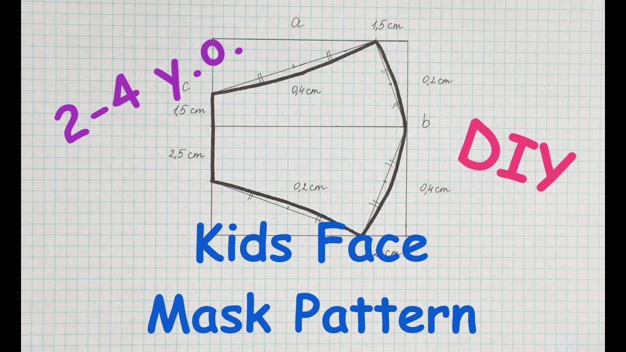 DIY Kids Face Mask Pattern |  Best Fit | XS | 2-4 y.o. | No printer | No sewing machine |