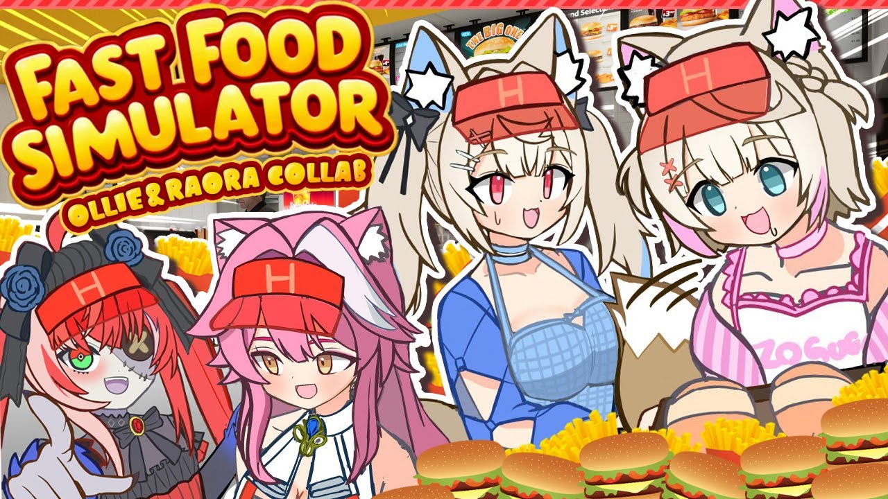 【FAST FOOD SIMULATOR with OLLIE & RAORA】no health inspections here (good food 100%) 🐾 【FUWAWA POV】