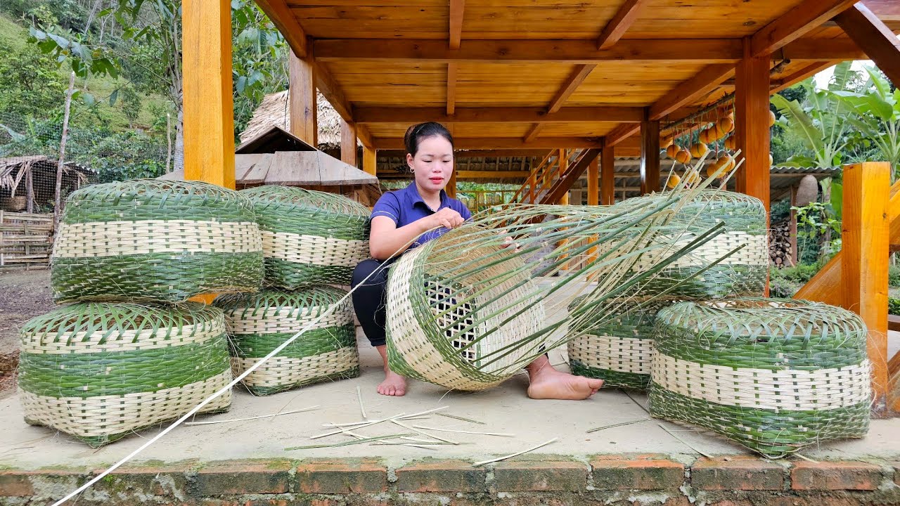 Handmade Bamboo Basket Weaving Process - Take Care Chickens, Birds, Pigs, Duck | Live With Nature