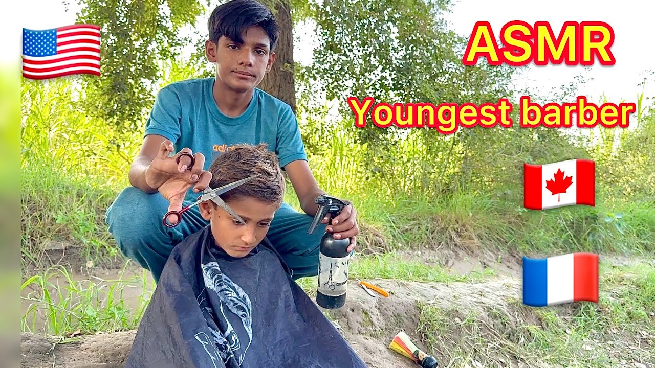 ASMR youngest barber 💈 in the universe Amazing red hair haircut 
