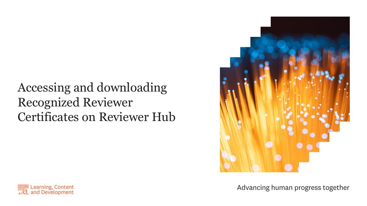 Elsevier: Accessing and downloading Recognized Reviewer Certificates on Reviewer Hub