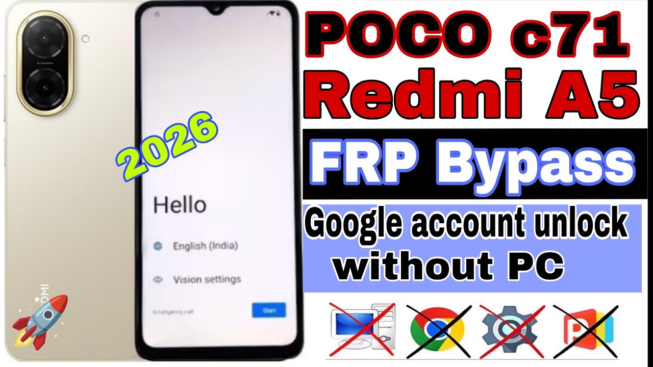 POCO C71 FRP Bypass redmi A5 FRP Bypass lock 🔒 without PC googal account remove 💯👍
