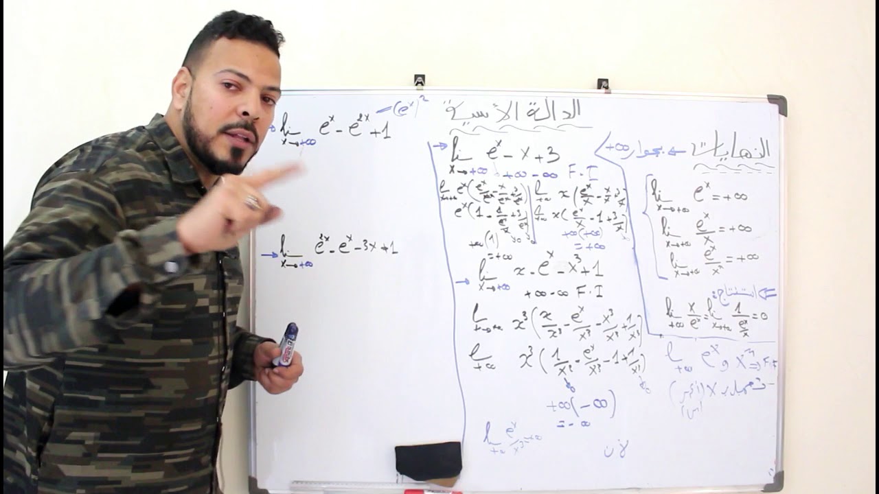 الدالة الاسية النهايات