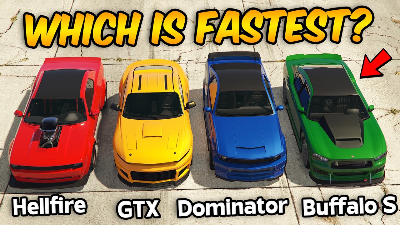 GTA 5 ONLINE - GAUNTLET HELLFIRE VS DOMINATOR GTX VS DOMINATOR VS BUFFALO S (WHICH IS FASTEST?)