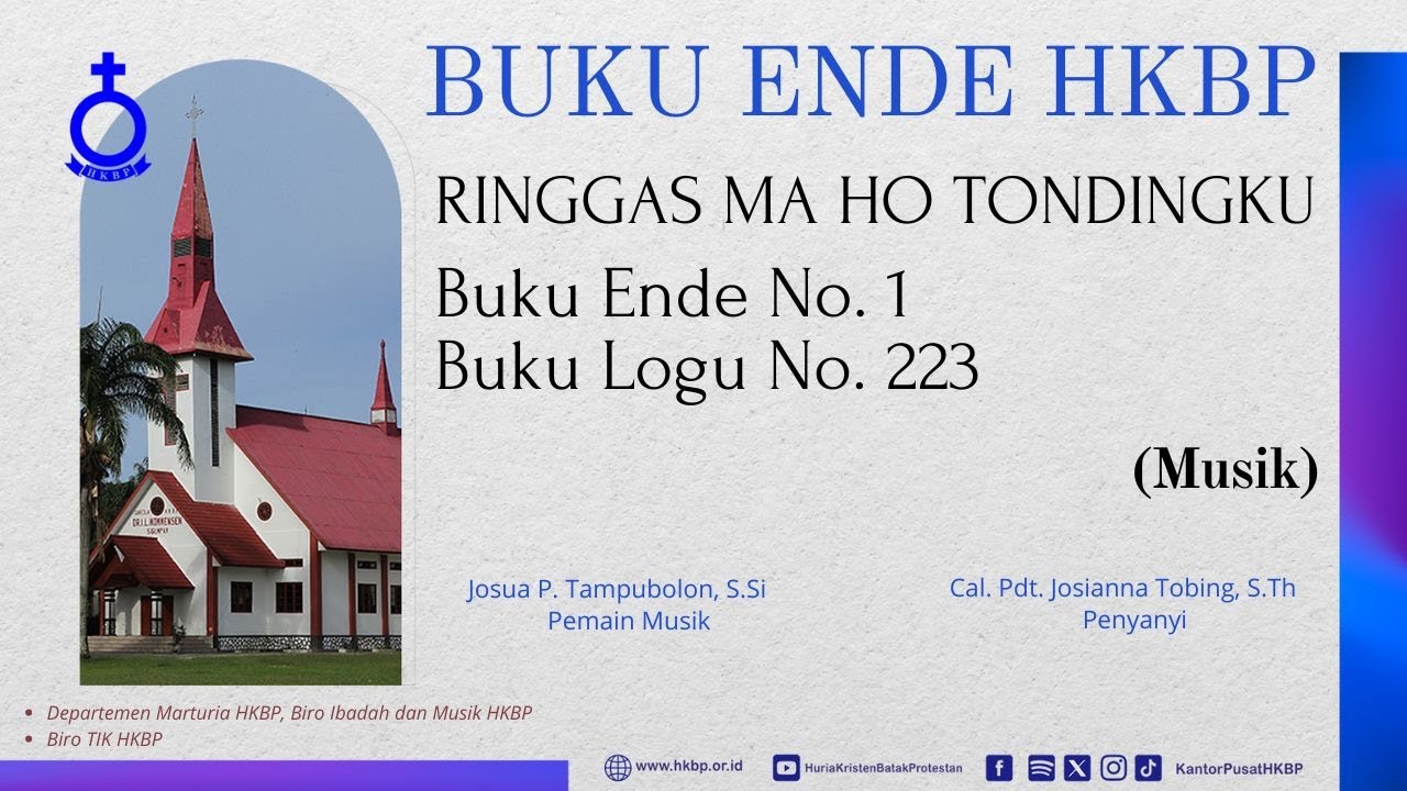 BUKU ENDE HKBP No. 1 Buku Logu No. 223  RINGGAS MA HO TONDINGKU  (Musik)