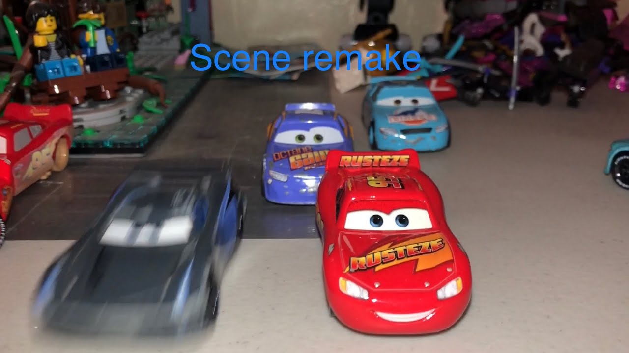 Cars 3 Jackson Storm beats Lightning Die cast scene remake