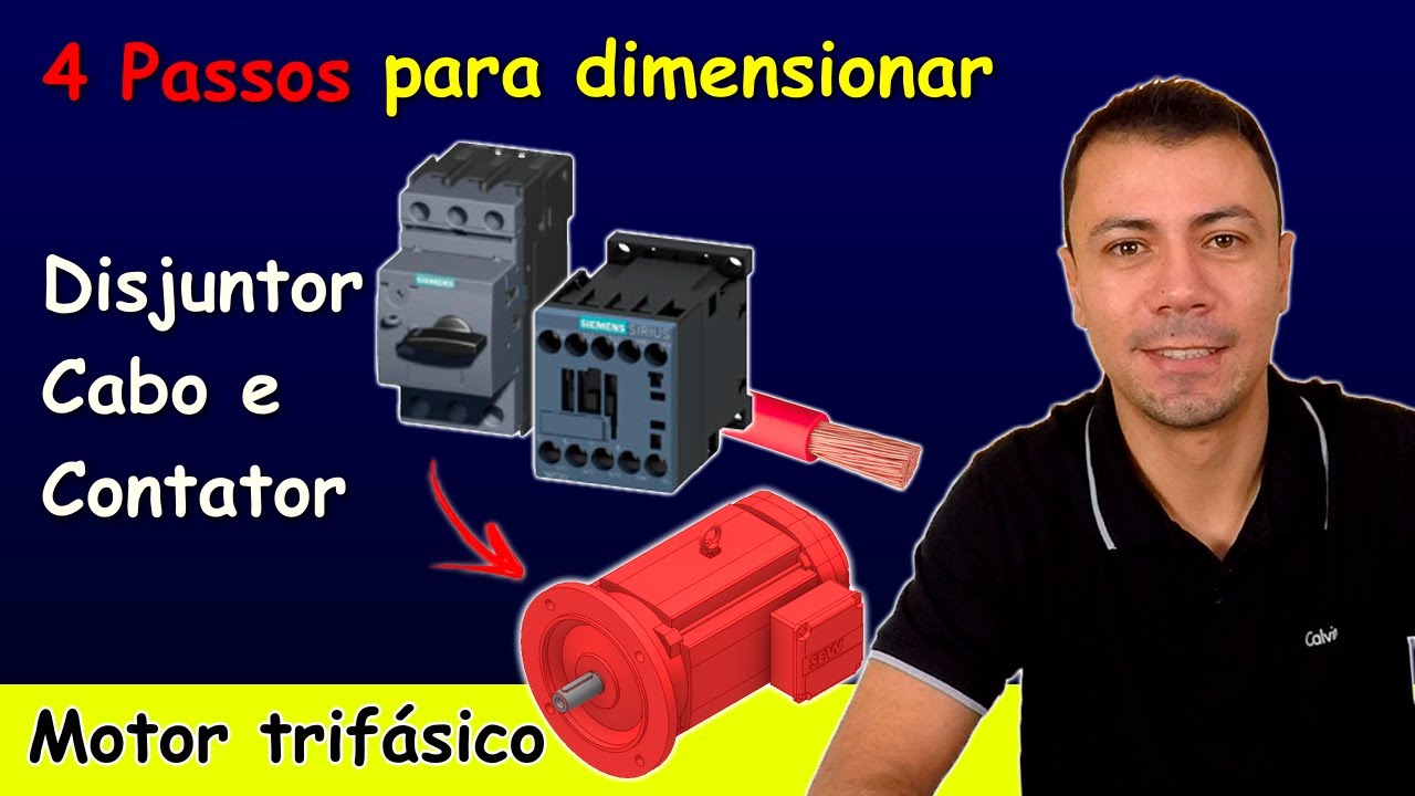 4 Passos para DIMENSIONAMENTO PARTIDA DIRETA em Motor Trifásico (Disjuntor, Contator e Cabo)!!!