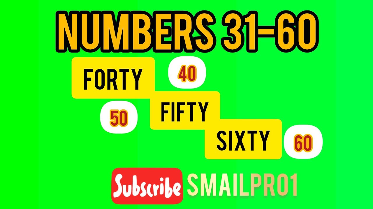 الأرقام من 31 إلى 60 حروفا بالإنجليزية 