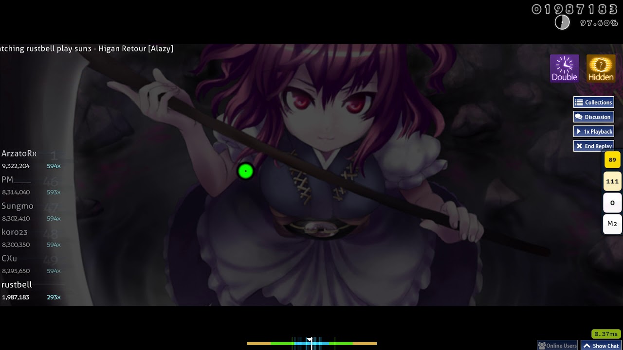 osu! Archive | Rustbell | sun3 - Higan Retour [Alazy] +HD,DT FC 97.12%