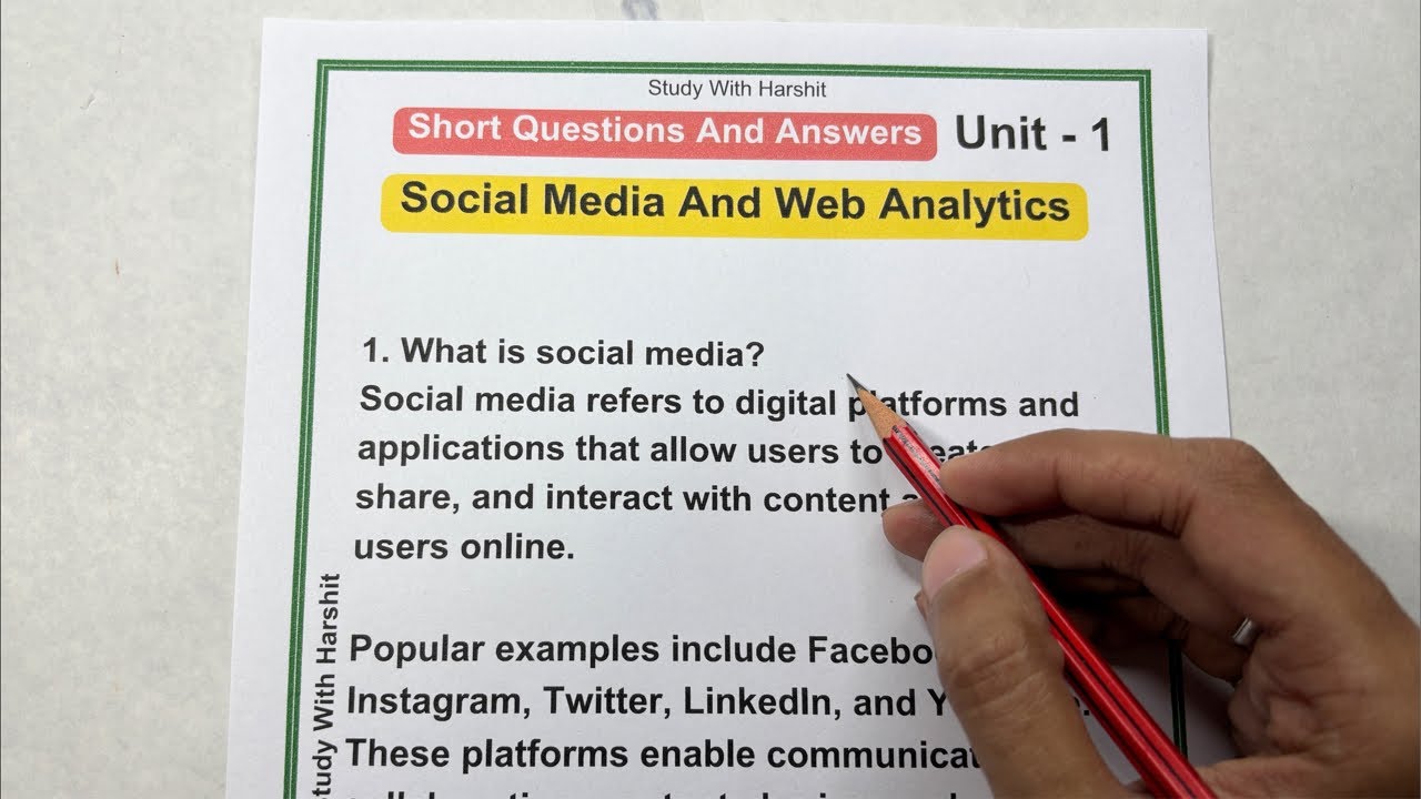 Short & Long Questions and Answers | Unit 1 Social Media and Web Analytics | KMBN MK05 | MBA Sem 4