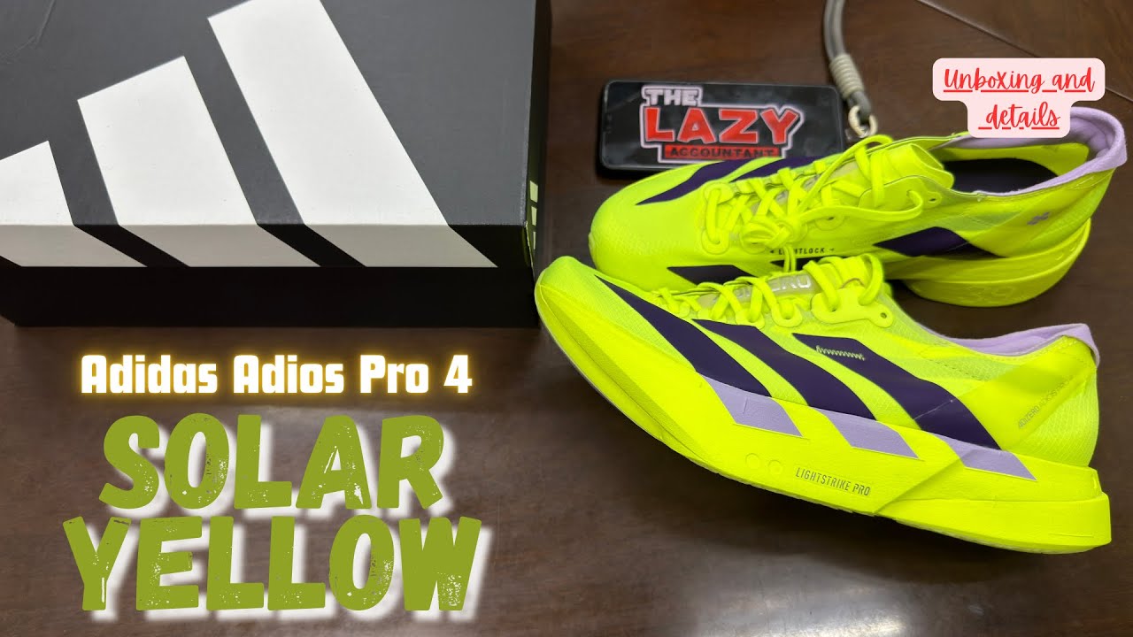 Гоночные кроссовки Adidas Adios Pro 4 ‘SOLAR YELLOW’ из карбона.