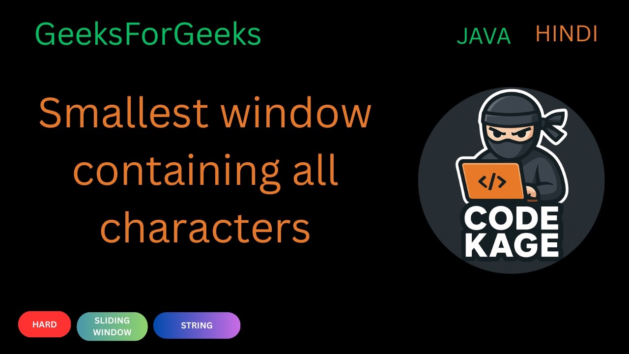 GFG | Smallest window containing all characters | Sliding Window | Java