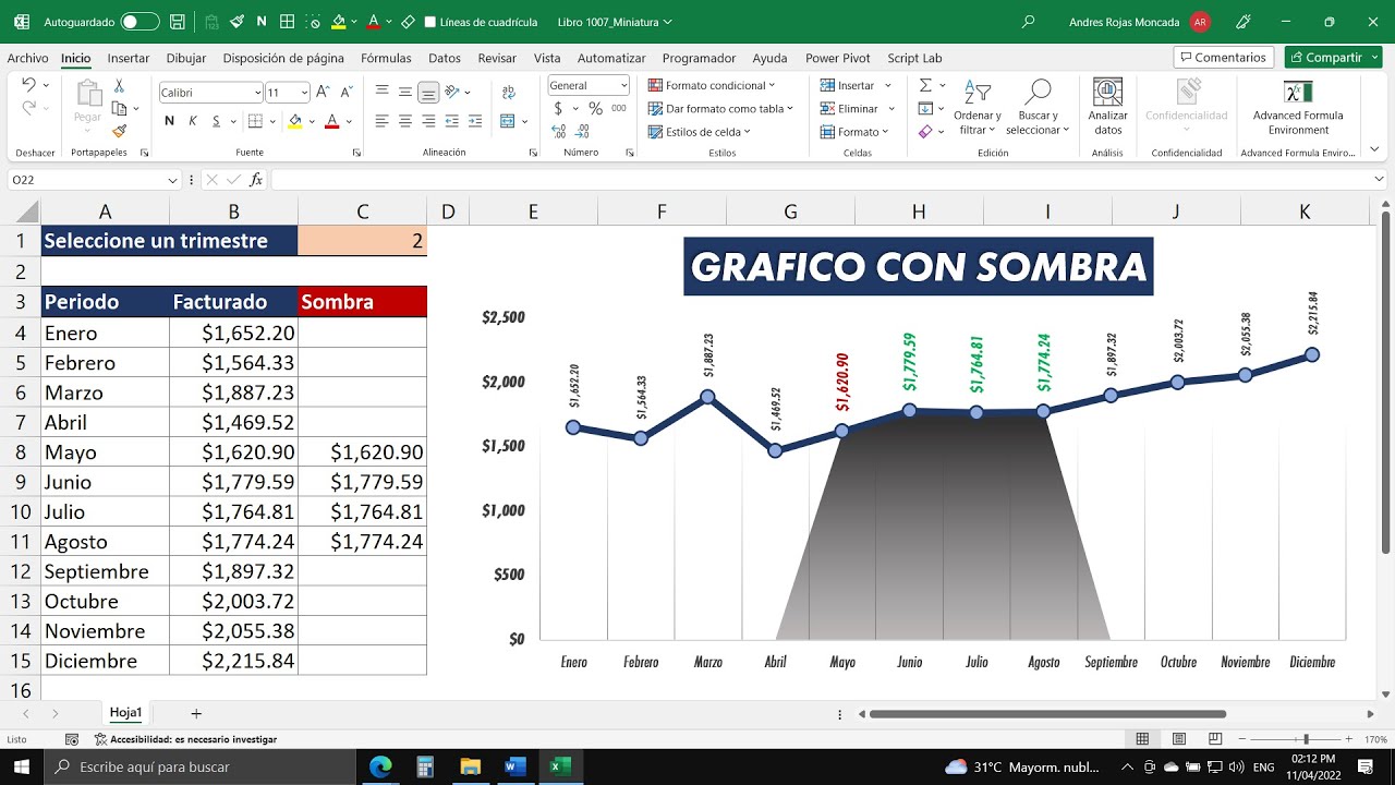 Crea un Gráfico Minimalista en Excel con Sombra Bajo la Curva (Gráficos Avanzados en Excel) 💎