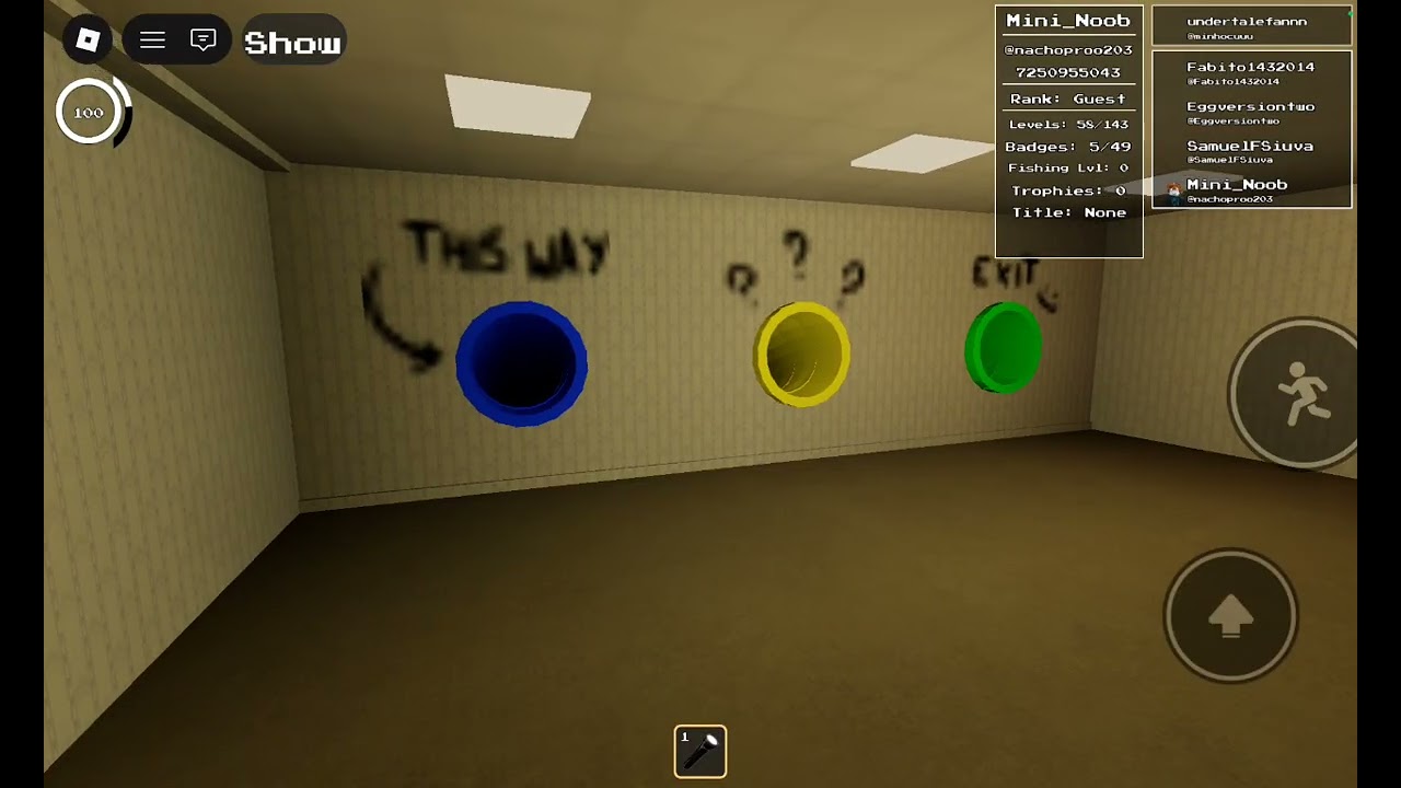 Roblox backrooms (redacted) how to go the hub