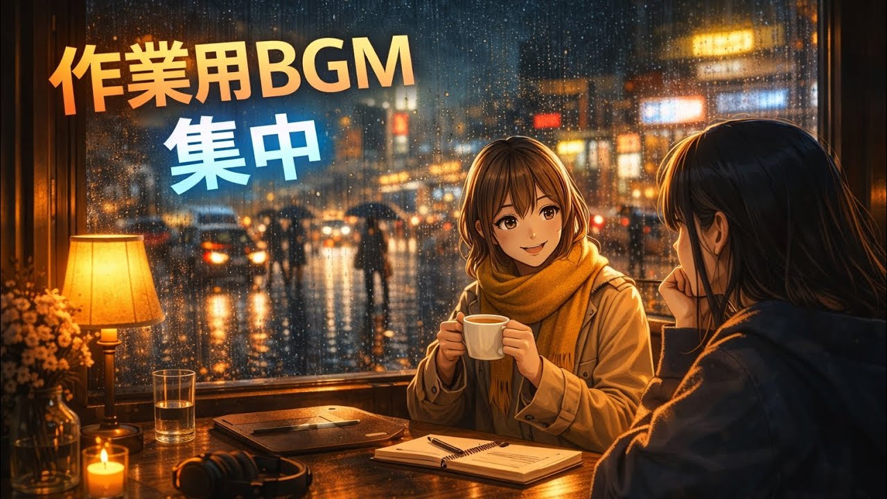 【作業用BGM】雨音×夜カフェ｜静かに集中できるLo-Fi｜勉強・仕事・読書用（AI Music）