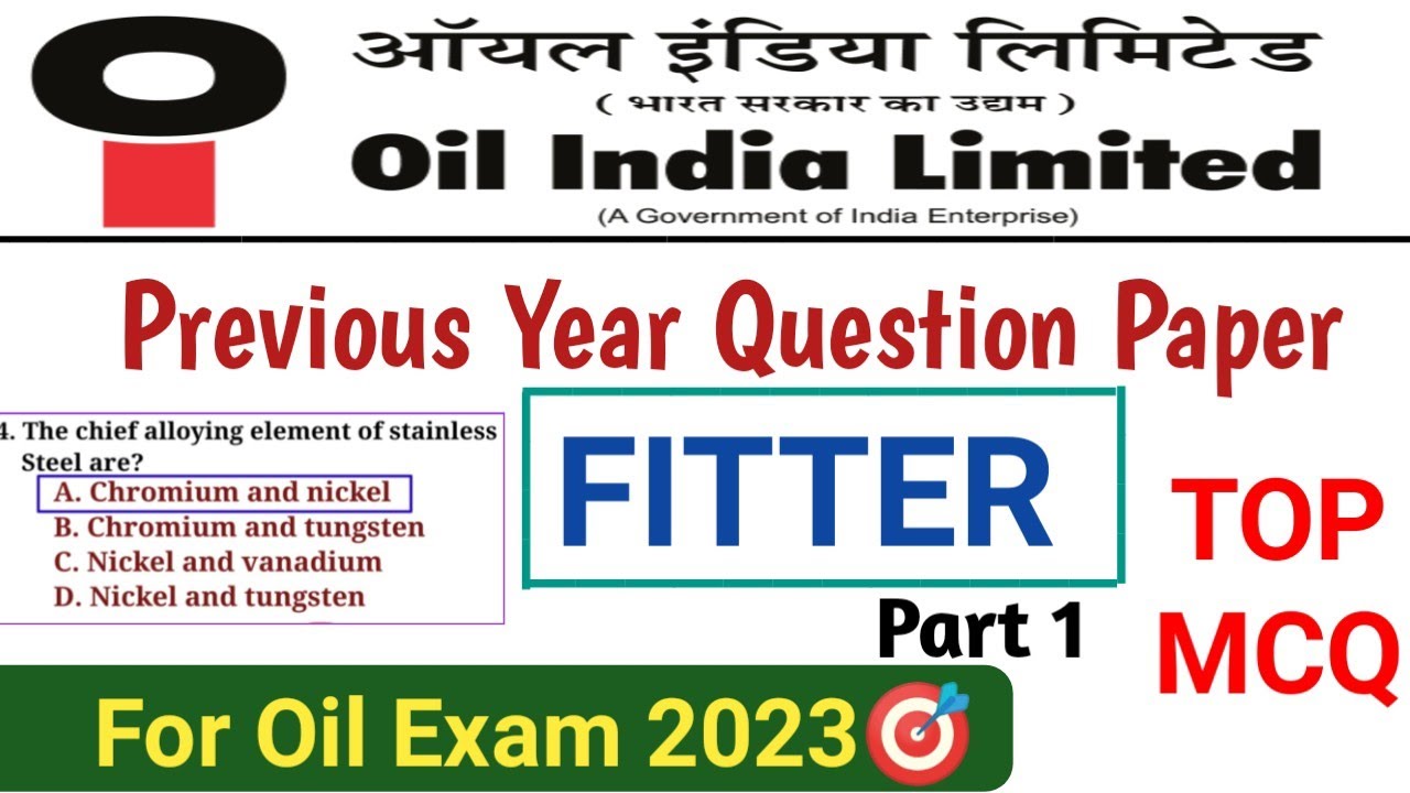 Top Fitter MCQ Part 1 for Oil India Exam 2023 || Fitter Mcq | Oil India previous year question paper