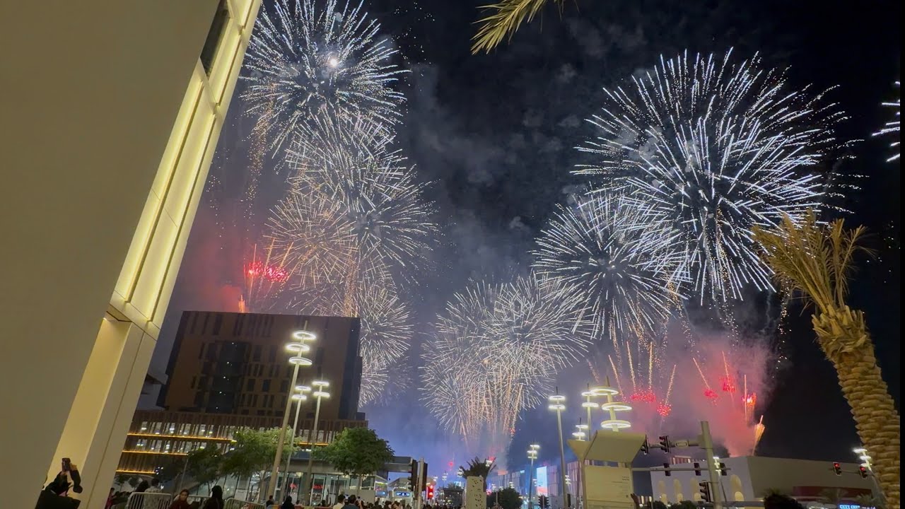 FIFA Arab Cup Qatar 2025 Fireworks at Lusail Boulevard. 