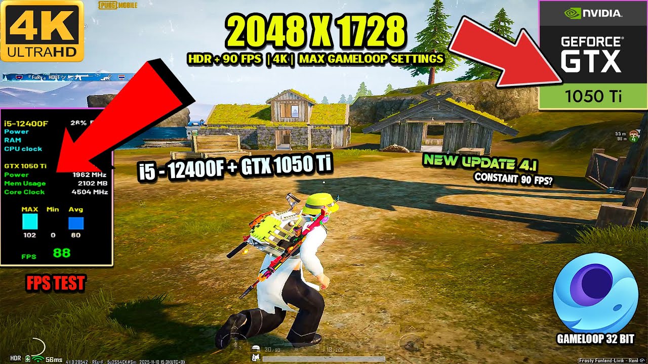 Я протестировал PUBG Mobile GAMELOOP на процессоре i5 12400F и видеокарте GTX 1050 Ti в режиме HD...