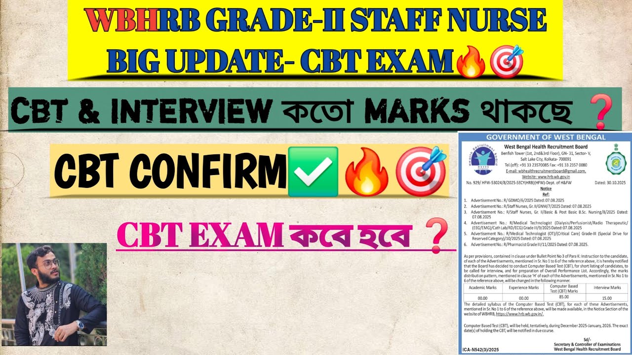 WBHRB BIG UPDATE 🔥| CBT EXAM 🎯| GRADE II STAFF NURSE CBT 🔥🎯| CBT কতো MARKS❓️| CBT কবে হবে ❓️|SHOVAN 