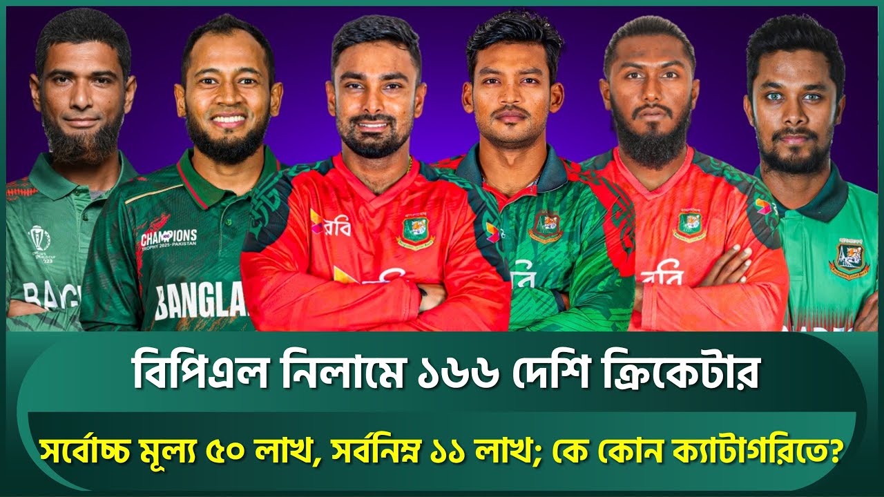 বিপিএল নিলামের তালিকায় চমকের ছড়াছড়ি; সর্বোচ্চ ভিত্তিমূল্য ৫০ লাখ, সর্বনিম্ন ১১ লাখ, কে কোথায়? | BPL