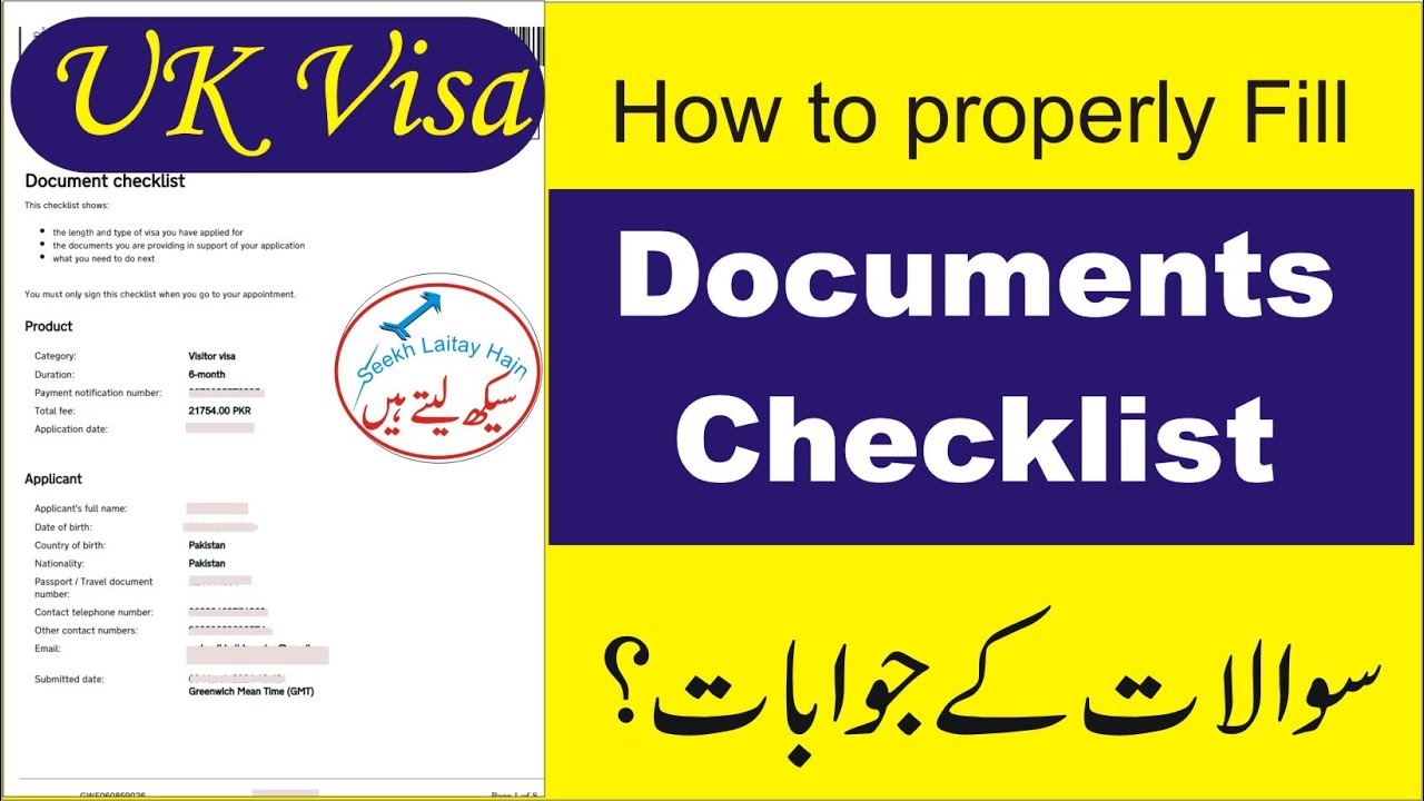 How to properly fill documents checklist for Uk Visa