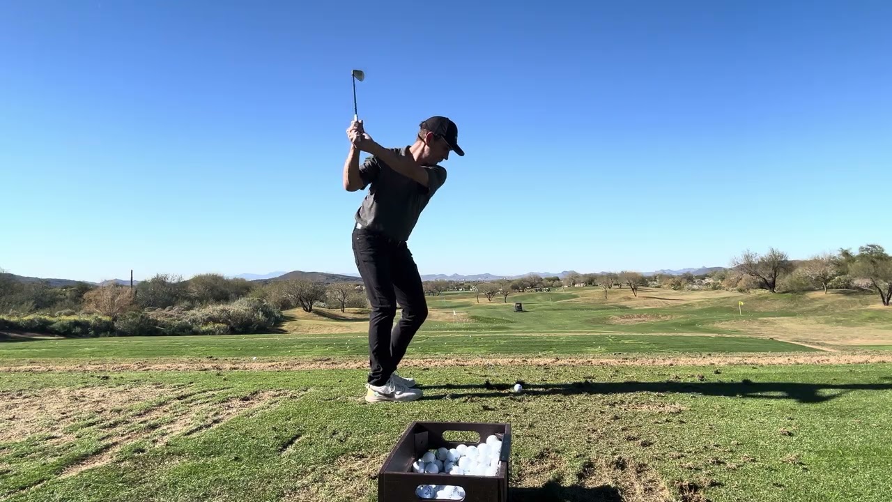 Jamie Robertson using “The Robertson Grip” to hit seeded 56* sand wedges…