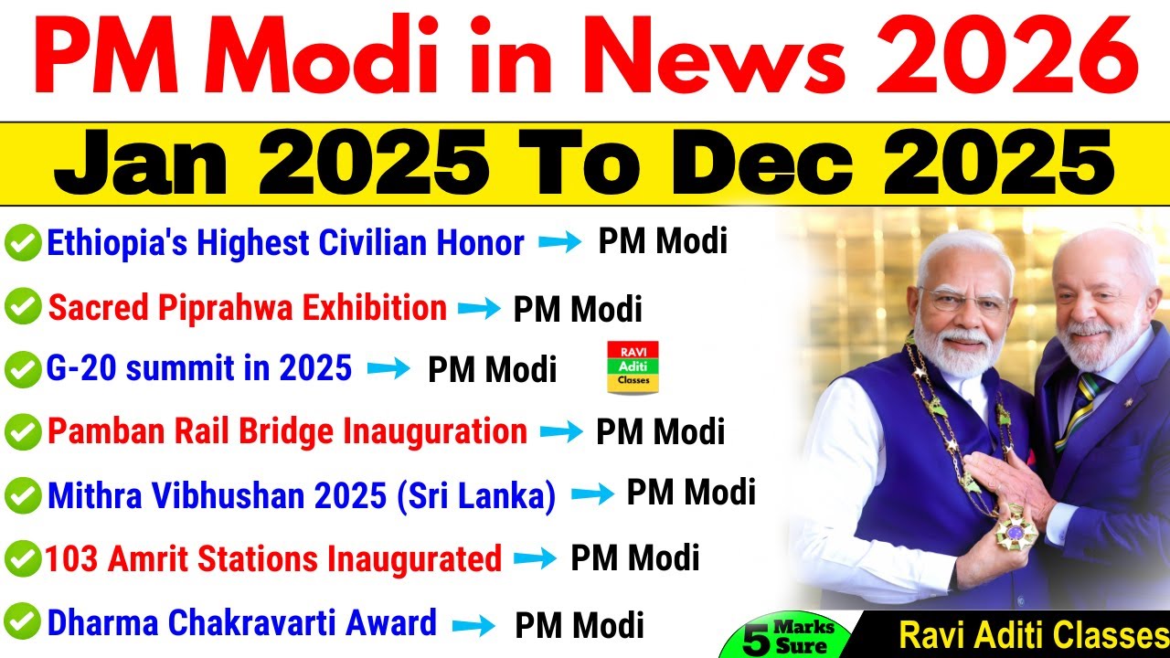 PM Narendra Modi in News 2025  | JAN to DEC 2025 Updated  | CURRENT AFFAIRS 2026 