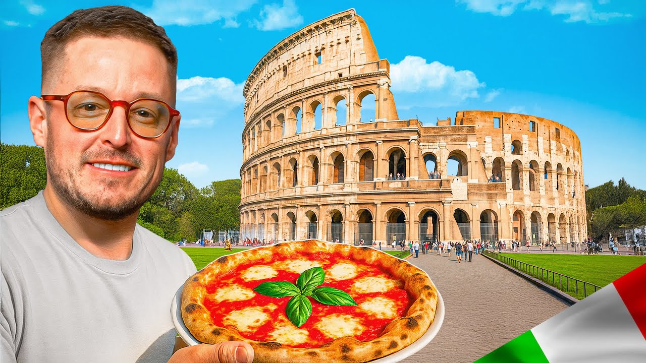 Je mange la meilleure Pizza au Colisée de Rome
