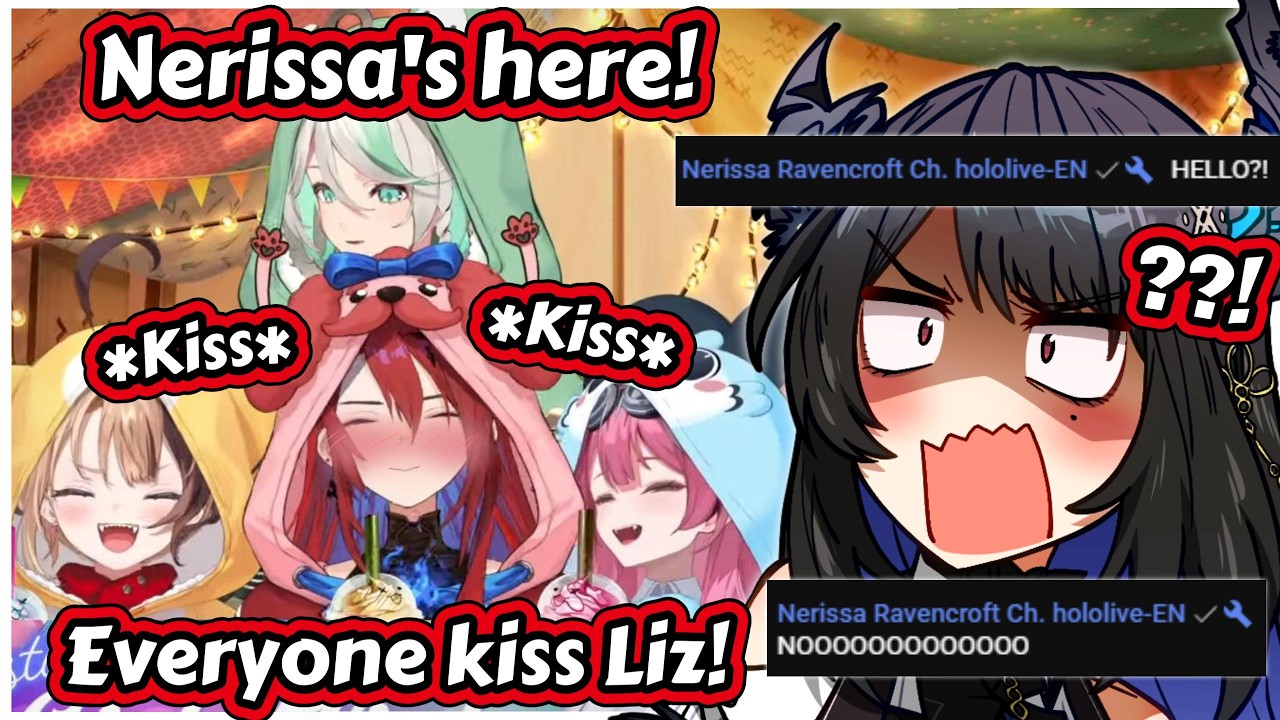 Everyone Aggressively Kisses Liz When Nerissa Raids the Stream [Hololive EN]