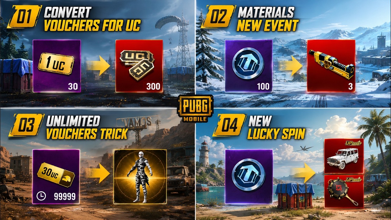 😱 Convert Vouchers For UC New Event | Unlimited Free 30 UC Vouchers | Get Material And Upgrade Guns