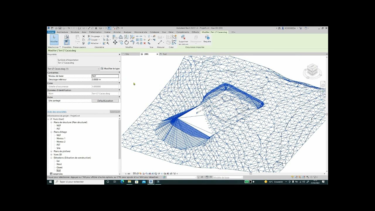 RVT 05 - REVIT. Créer une dalle et parking sur une plateforme. Quantifier les matériaux nécessaires.