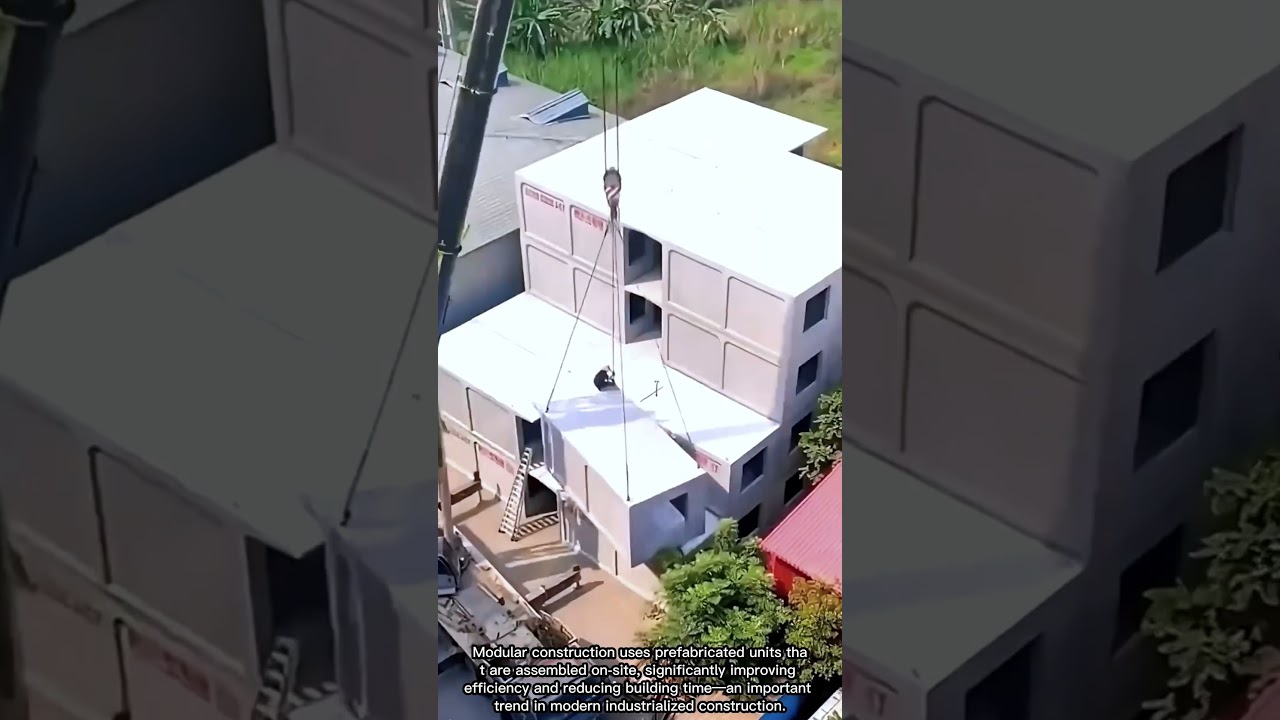 How Does a Crane Assemble a Modular House?