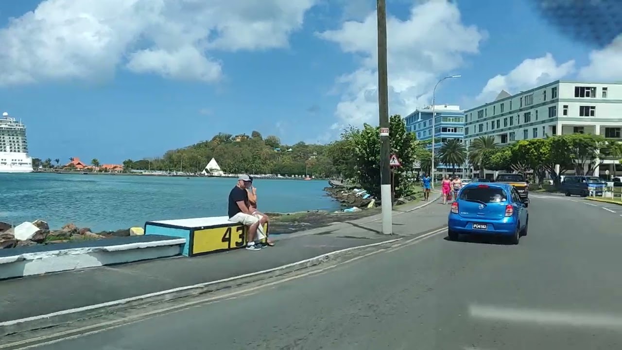 Drive through Castries to Cabishe on a busy Saturday