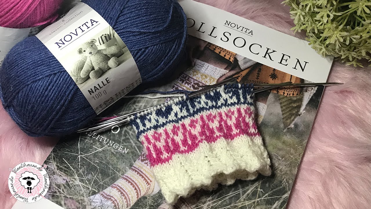 Herzchen-Bund bei einer Socke stricken / Strickanleitung Socken - Bündchen / Woolhouse.de