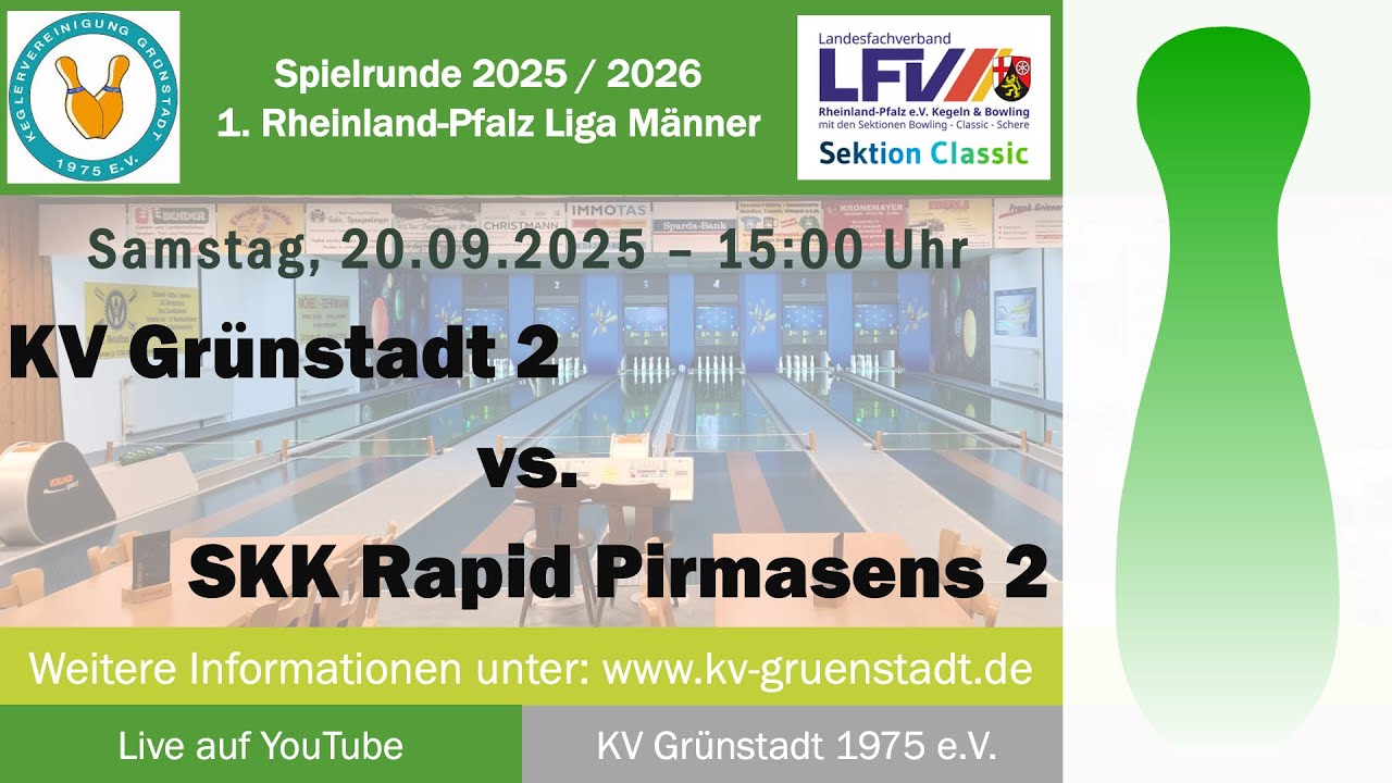 1. Rheinland-Pfalz Liga Männer - 1. Spieltag: KV Grünstadt 2 - SKK Rapid Pirmasens 2