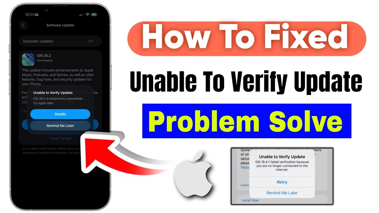iPhone unable to verify update problem | how to fix unable to verify update ios 18.5/iOS 26