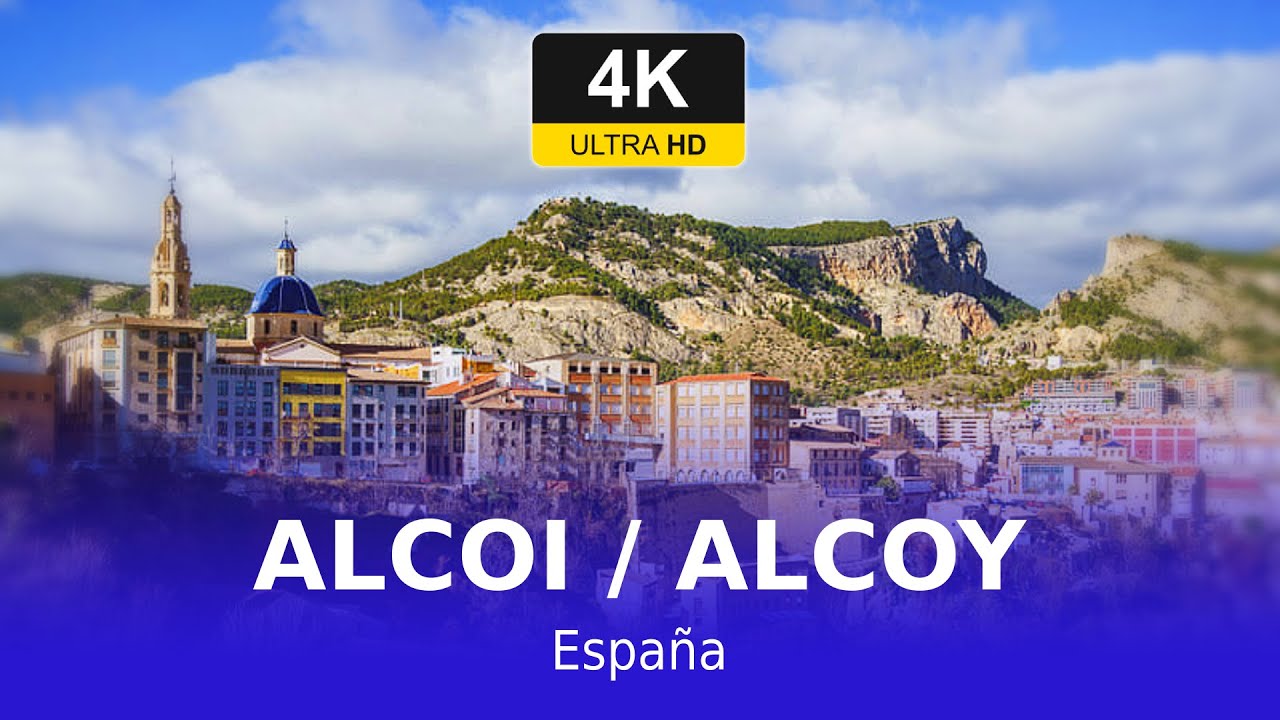 ALCOY / ALCOI, DESDE EL CIELO, COMUNIDAD VALENCIANA, SPAIN 4K