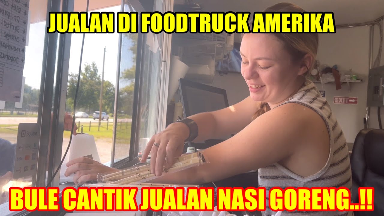 || JUALAN NASI GORENG DAN SUSHI DI AMERIKA || BULE CANTIK JADI KASIR DI FOODTRUCK NASI GORENG..‼️