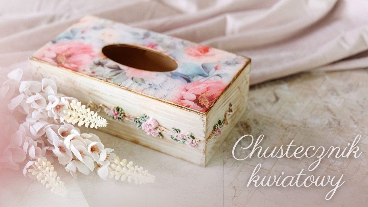 Chustecznik kwiatowy | TUTORIAL DECOUPAGE krok po kroku #decoupage #tissuebox #handmade #shabby #diy