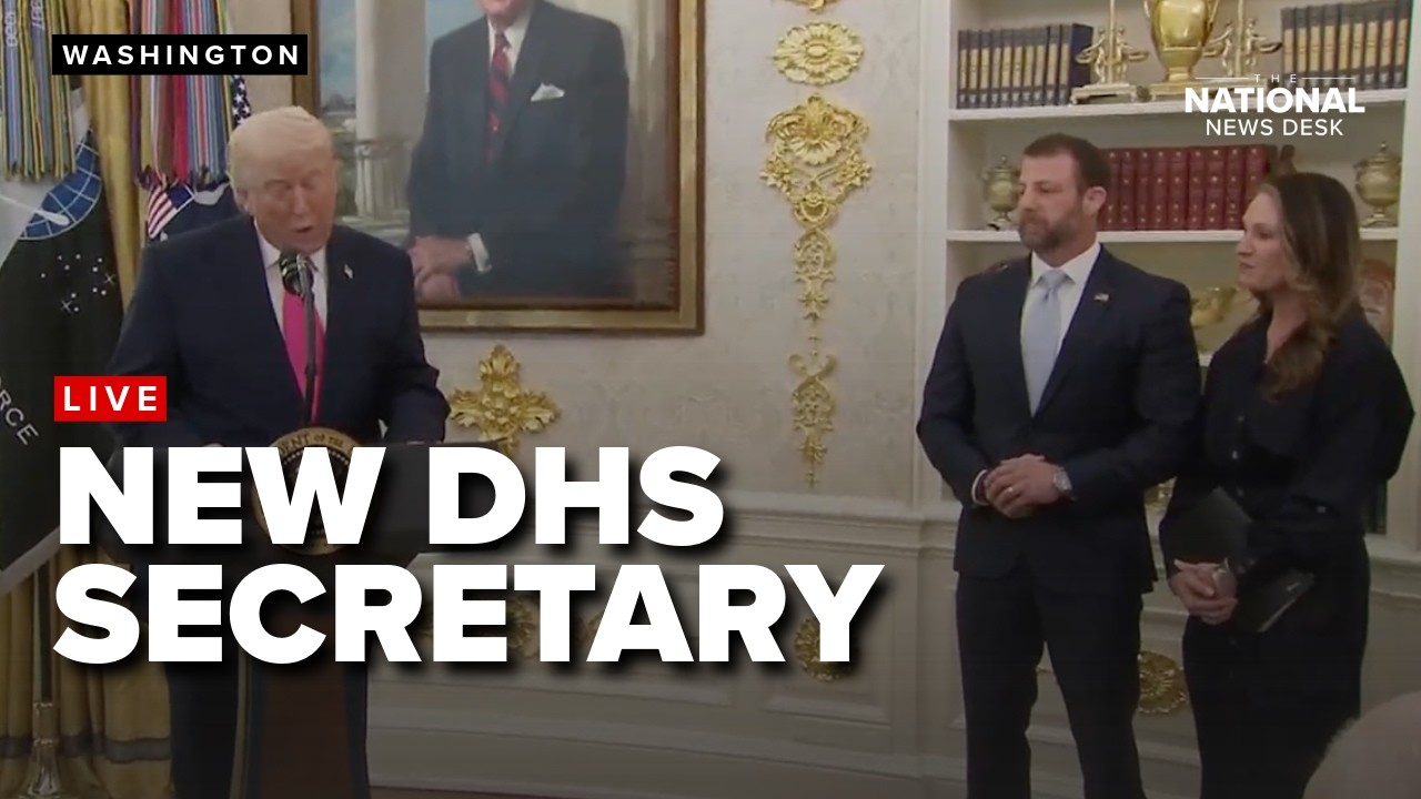 Prezydent Donald Trump zaprzysięga Markwayne&rsquo;a Mullina na nowego sekretarza bezpieczeństwa wewnęt...