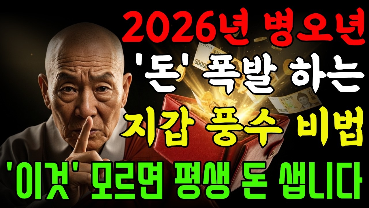 2026년 병오년 돈복🔥폭발하는 지갑 풍수 비밀 (이거 모르면 평생 돈 샙니다)| 사주풀이 | 금전운 | 철학 |