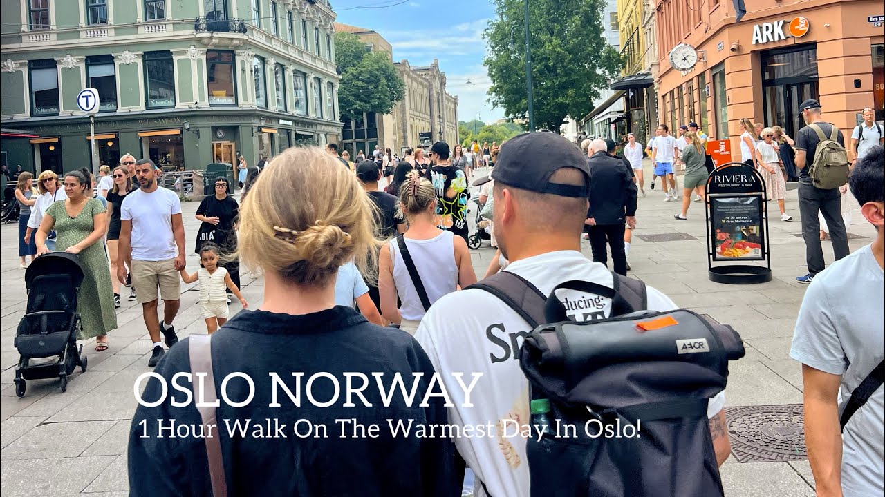 OSLO NORWAY, 1 Hour Walk On The Warmest Day In Oslo🇳🇴(+32☀️) Virtual Walking Tour!