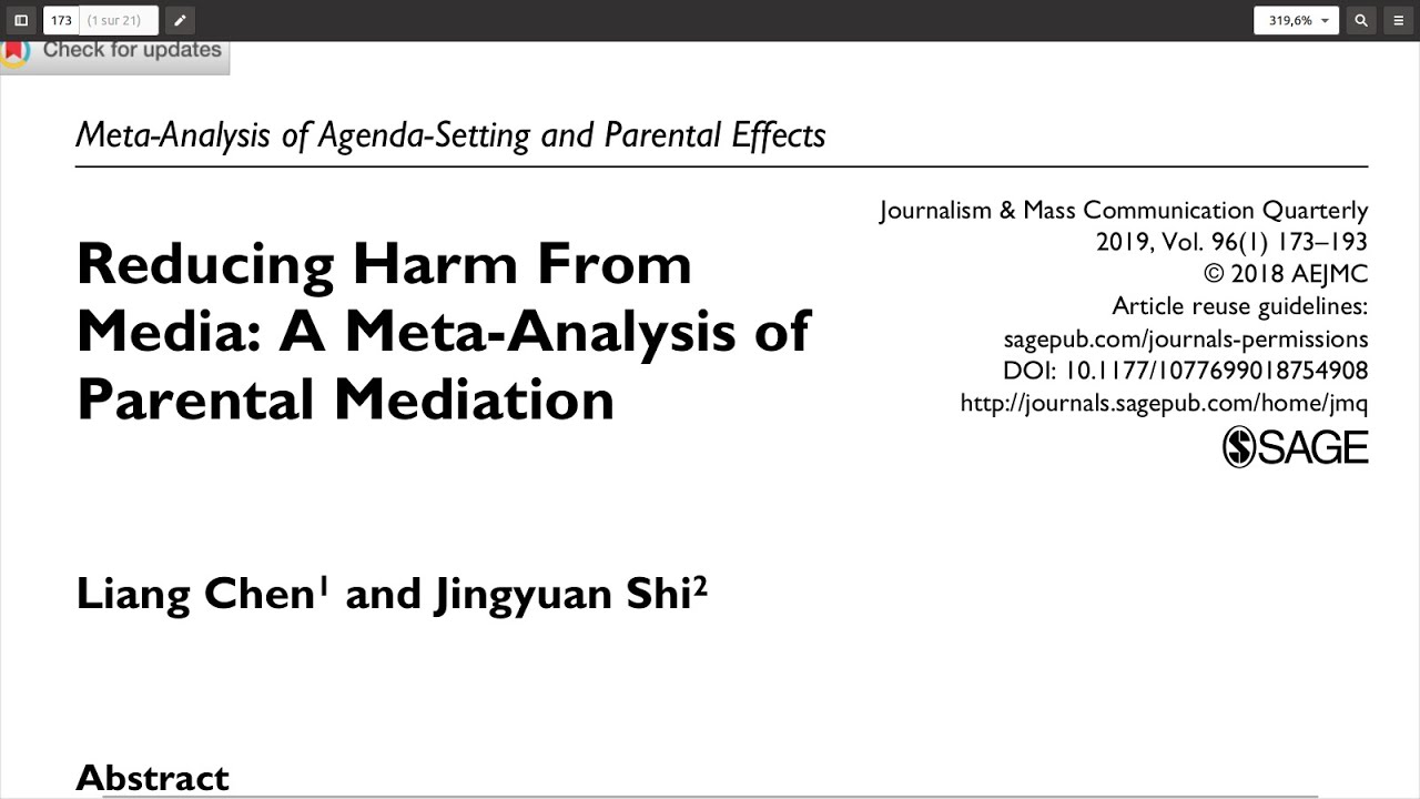 Réduire les dommages des médias: une méta analyse de la médiation parentale